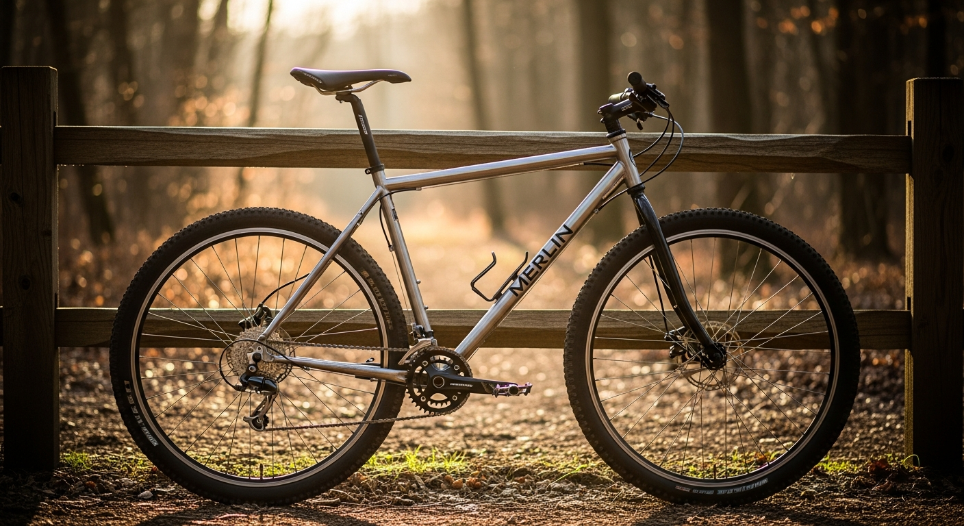 Merlin Malt 725 steel hardtail mountain bike on rocky trail terrain