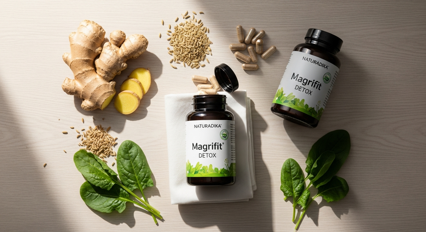 Naturadika Magrifit Detox powder sachet with natural herbal ingredients displayed