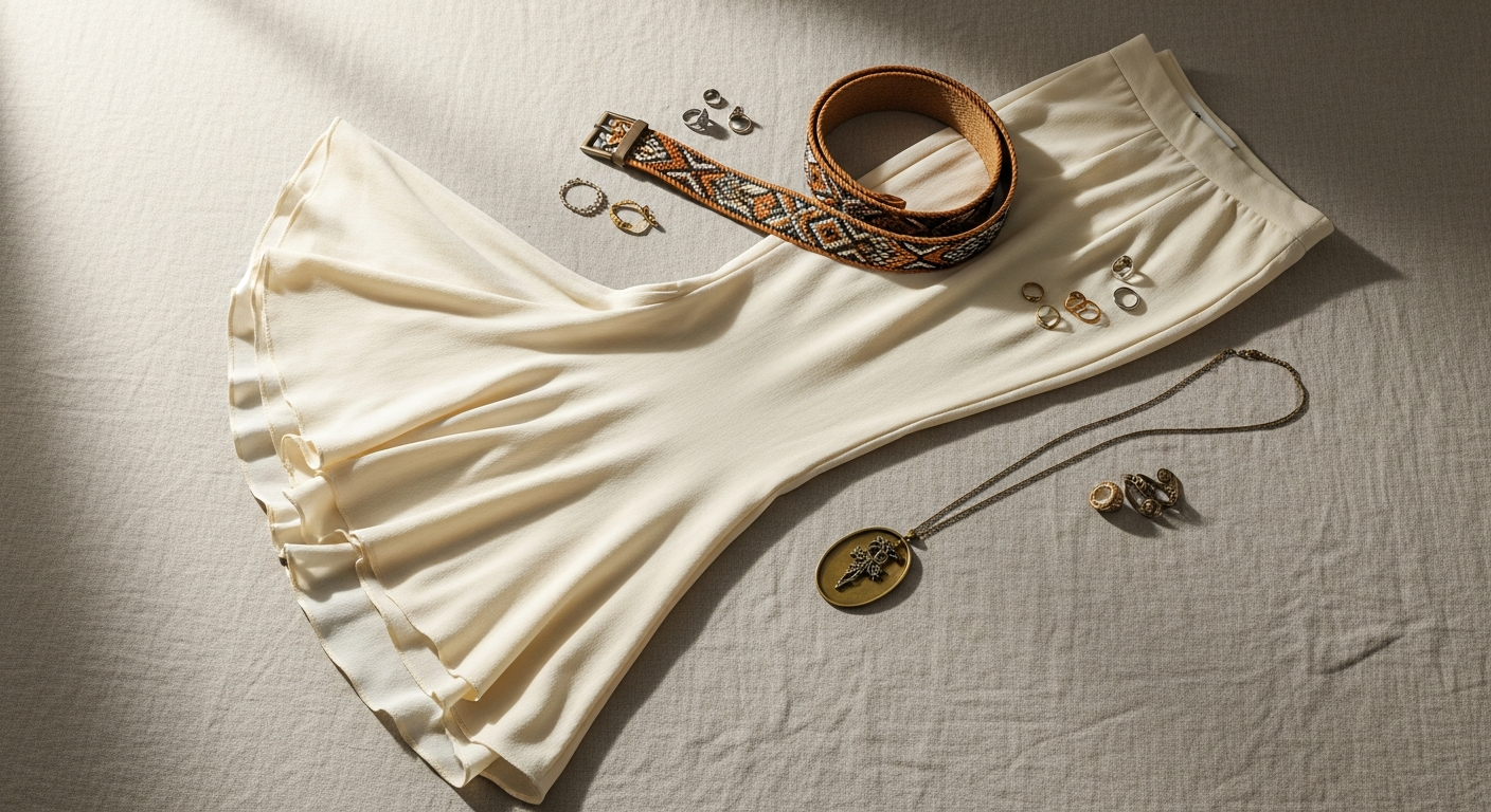 Cream ruffle flared trousers with layered ruffles and elegant boho-chic design