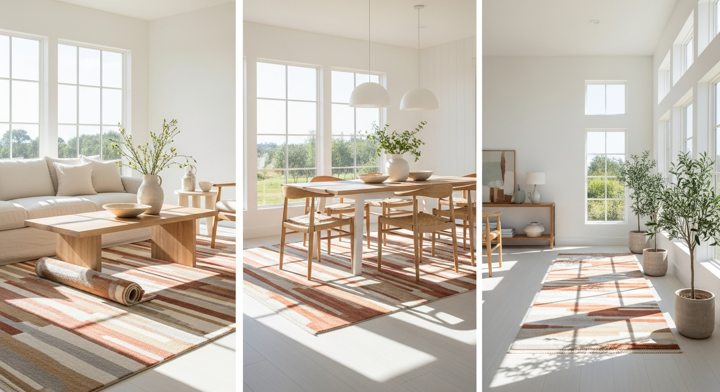 Acsento Lipari Terra modern wool rug with abstract orange and beige design
