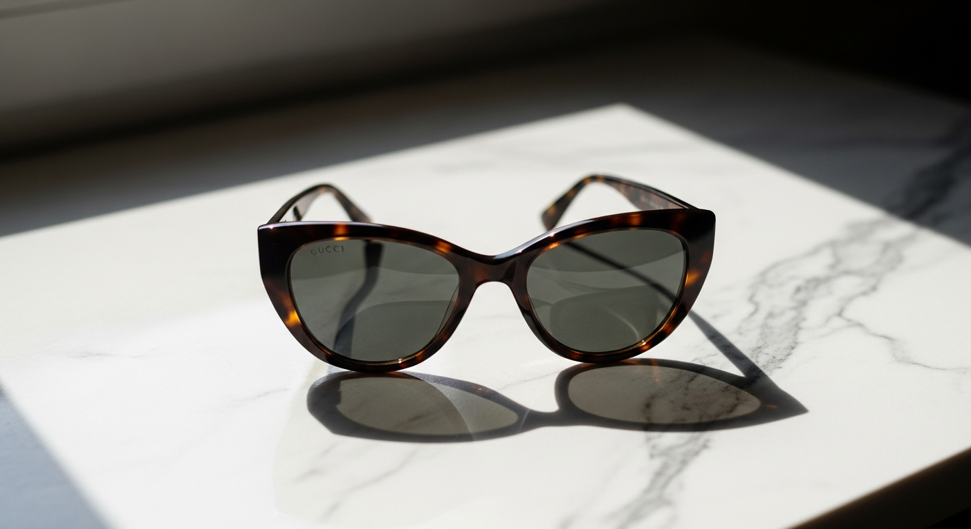 Gucci GG1680S cat-eye sunglasses with tortoise frame and grey tinted lenses