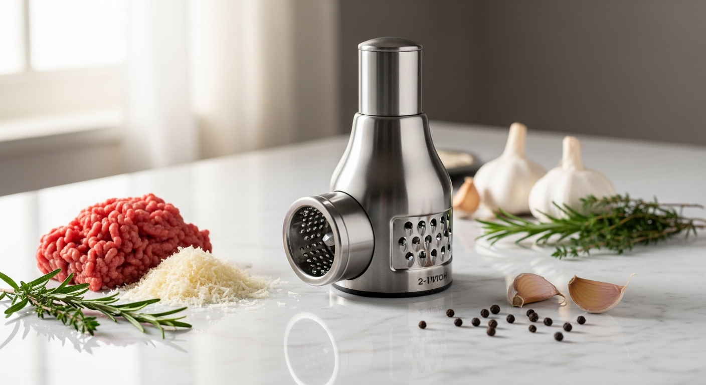 Parmedu 2-in-1 Electric Grater and Grinder with premium meat grinding attachments