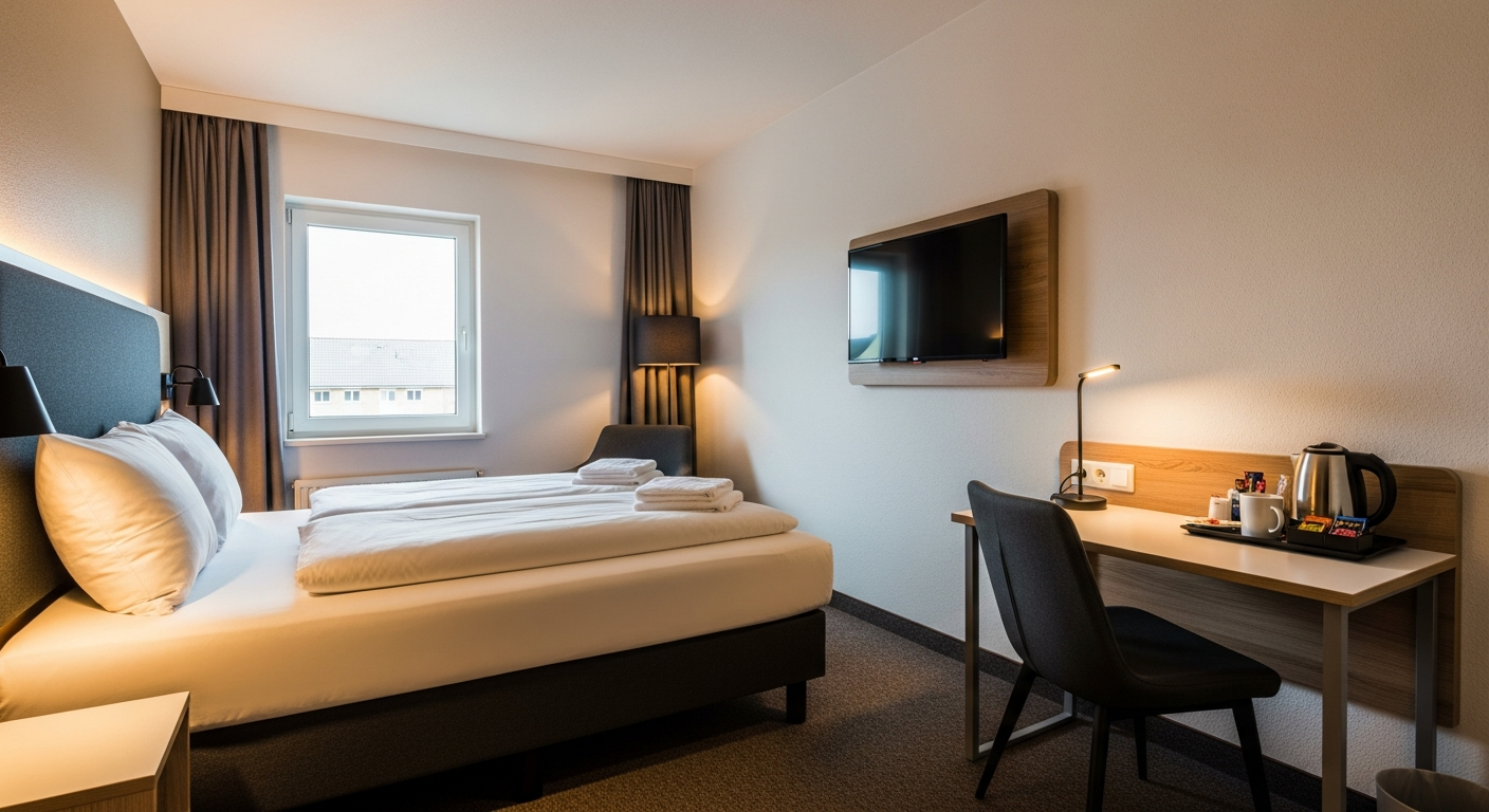 Premier Inn Germany Standard Double Room with comfortable bed and modern furnishings
