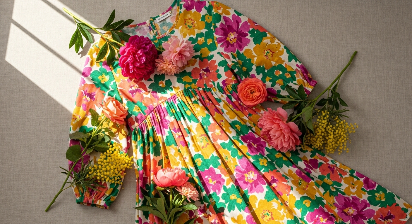 Princess Highway floral smock dress in vintage botanical print on model