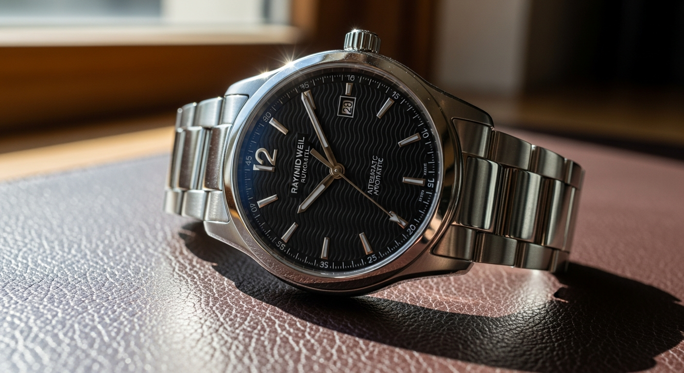 Raymond Weil Freelancer Automatic Watch displayed on wrist showing dial and bracelet