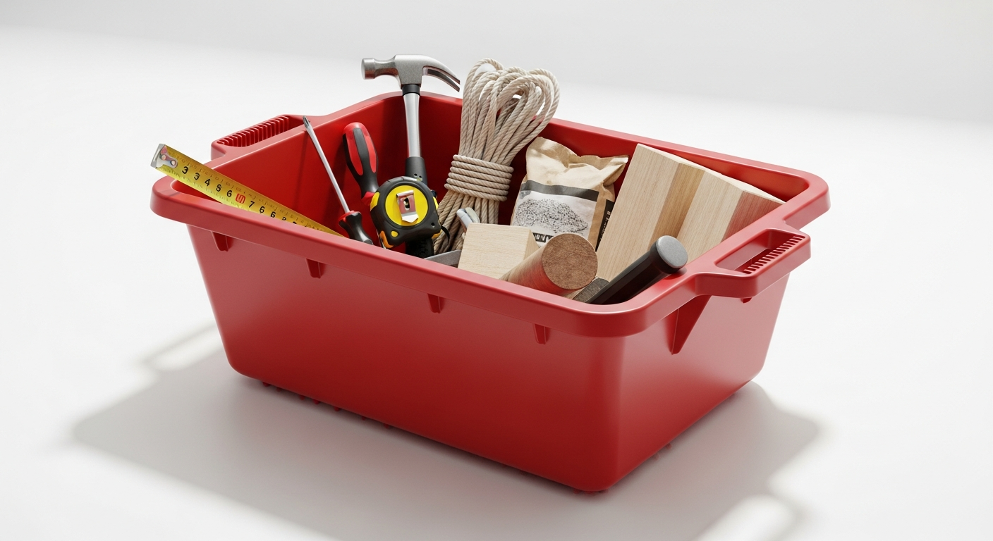Red Gorilla Tub flexible heavy-duty utility container on construction job site