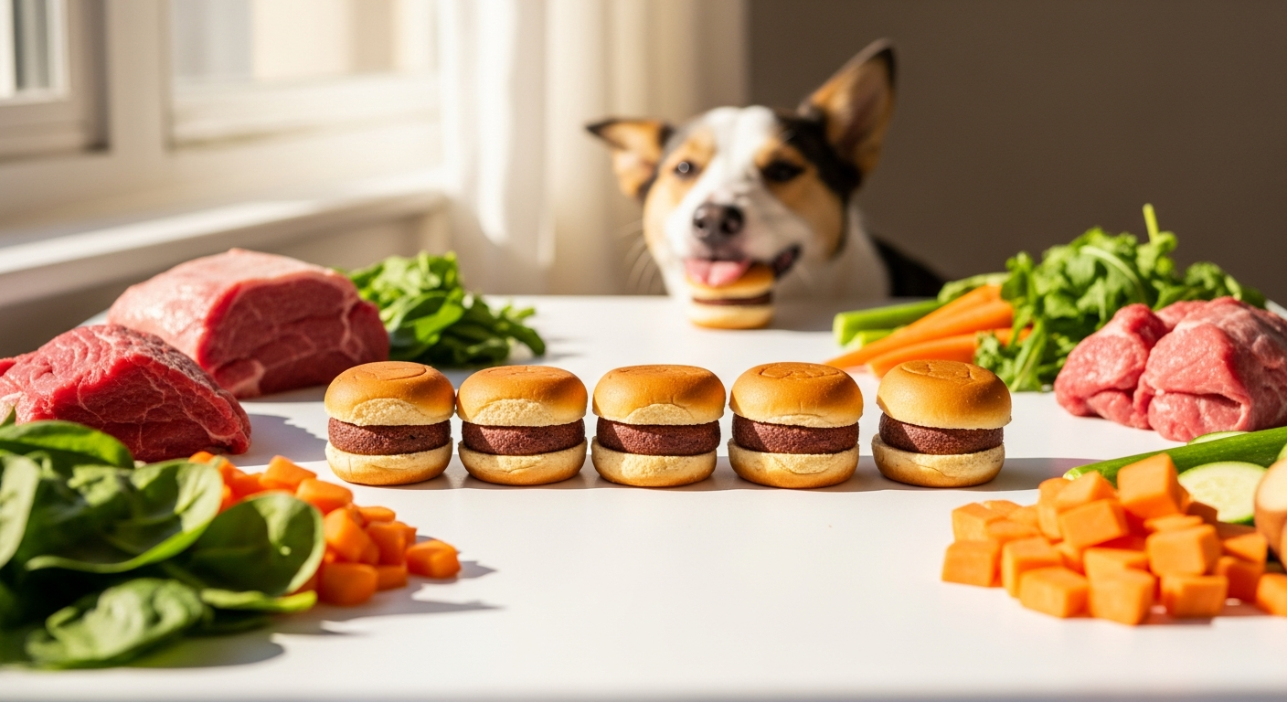 Freeze-dried raw dog and cat food sliders in various protein varieties