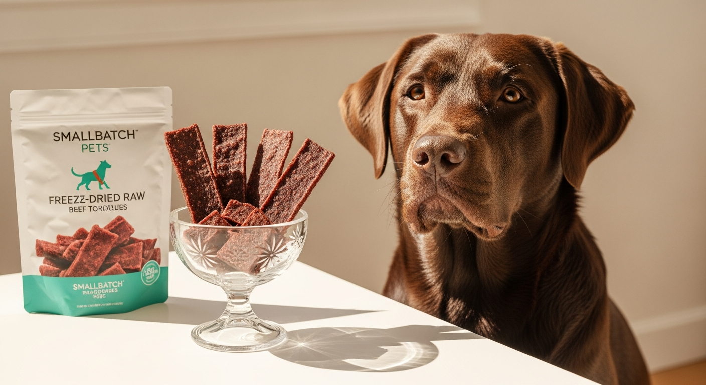 Grass-fed freeze-dried raw beef sliders for dogs with food allergies