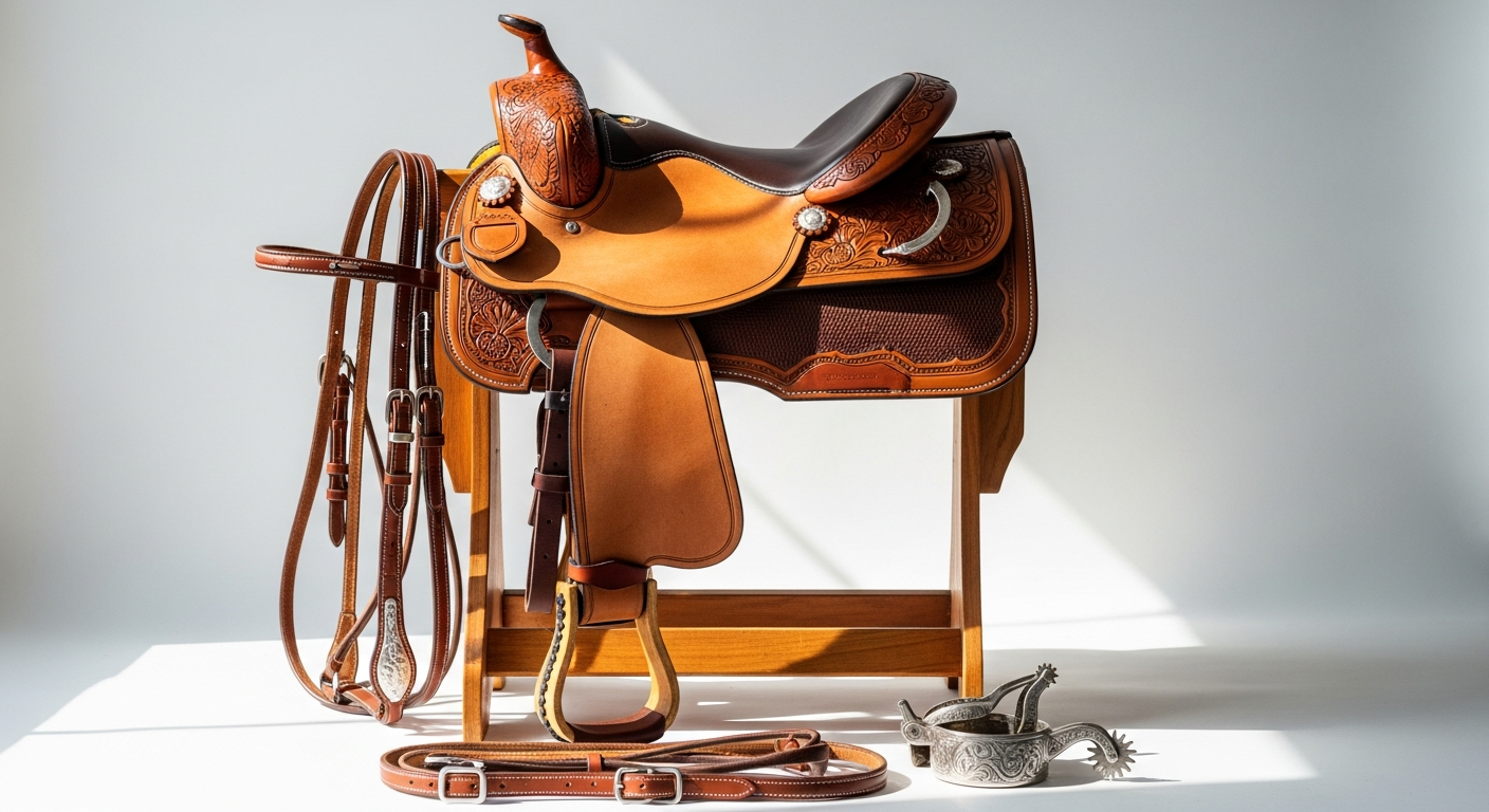 Premium contoured western saddle pad on horse back showing anatomical design