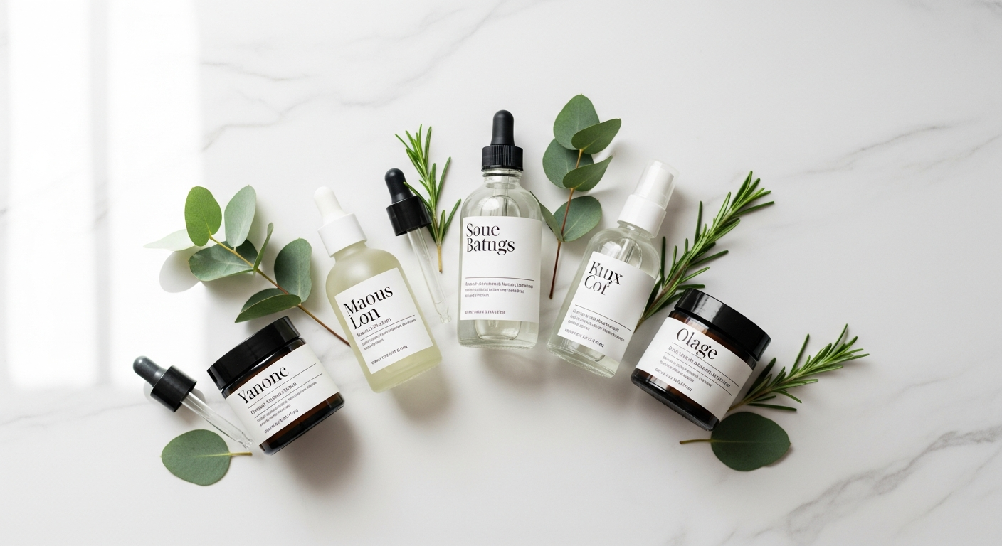 Terra Mística 7-Step Organic Skincare Kit products arranged on natural botanical background