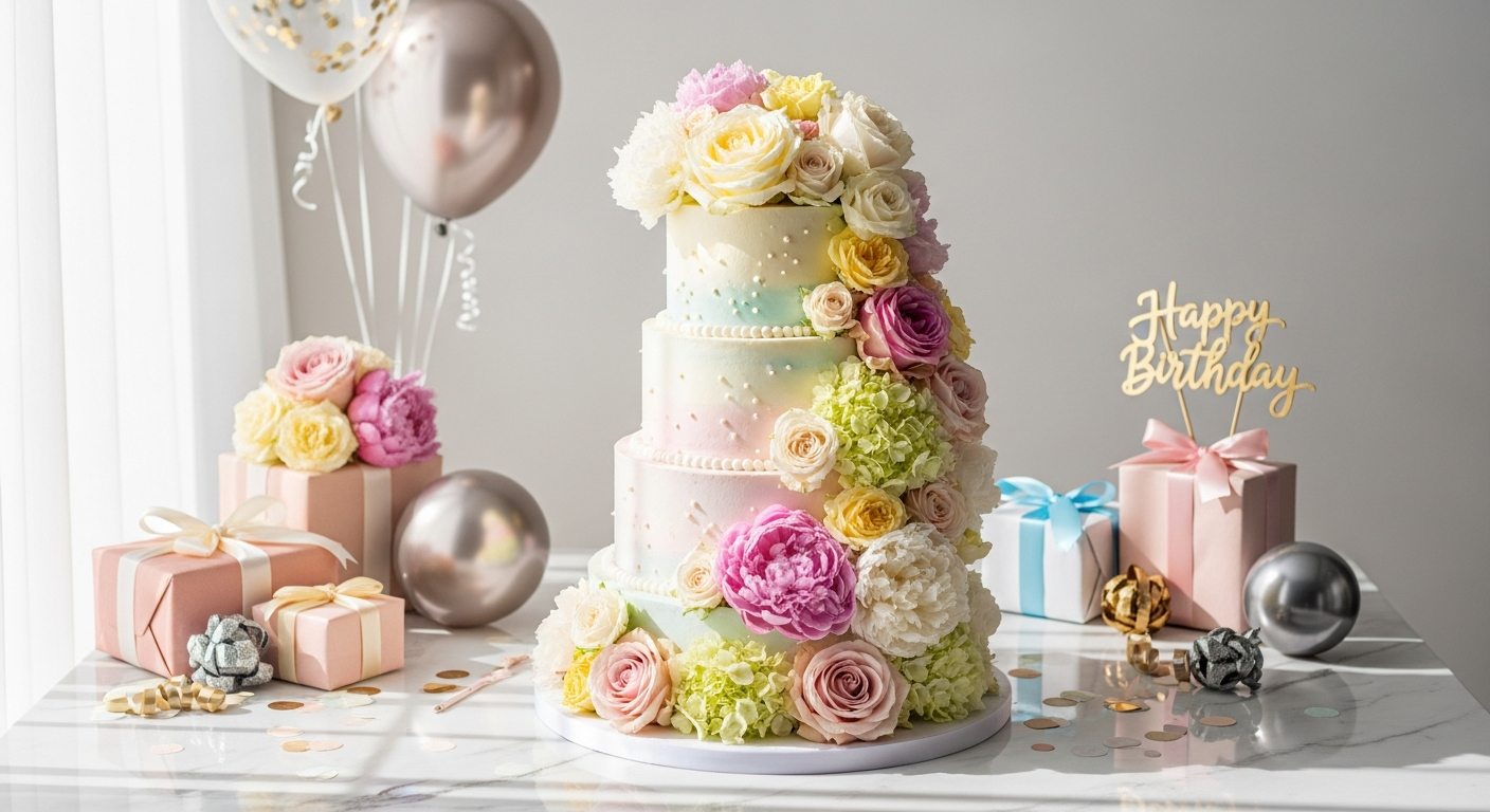 Birthday Smiles Floral Cake: Perfect Gift