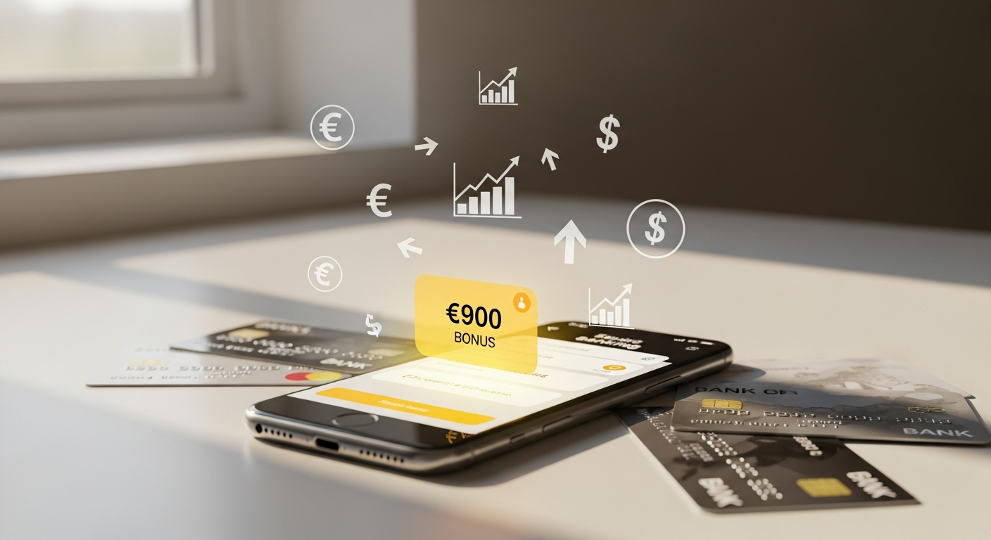 Unicaja Online Account digital banking interface showing welcome bonus and zero-fee features