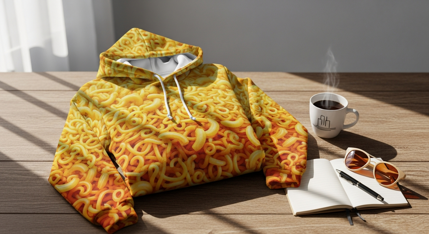 Weird Fish Macaroni Sweatshirt Hoodie in textured fabric showing triple-twist yarn construction detail