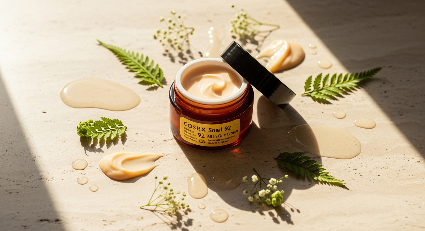 COSRX Advanced Snail 92 Cream Moisturizer jar displayed on white background with product details