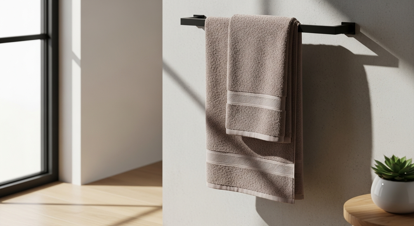 Premium German-made Cawö Life Style Uni 7007 shower towel in neutral color displayed