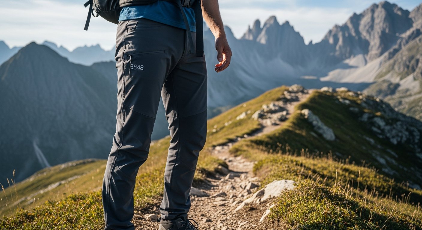 8848 Perth M black outdoor hiking pants with fleece lining and water-repellent fabric