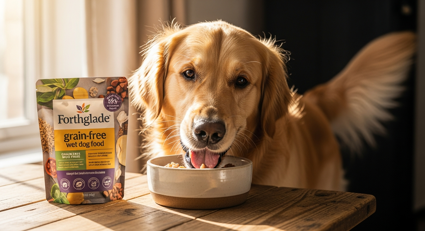 Forthglade Complete Grain Free Wet Dog Food premium tray with natural ingredients