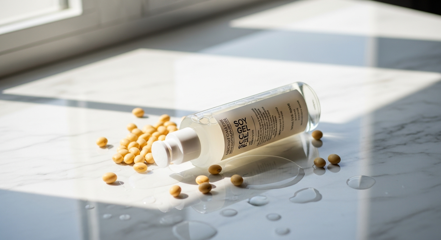 Fresh Soy Face Cleanser gel wash bottle with cucumber and aloe vera ingredients displayed
