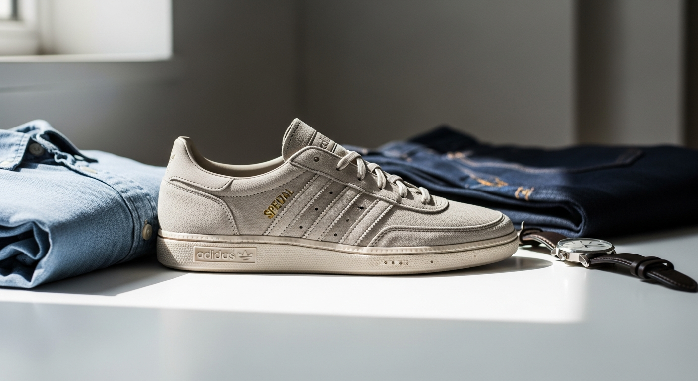 Adidas Handball Spezial Loafer Shoes in beige suede with leather details