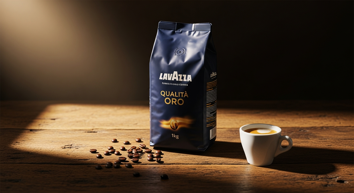 Lavazza Qualita Oro 1kg whole bean coffee package with Italian heritage branding