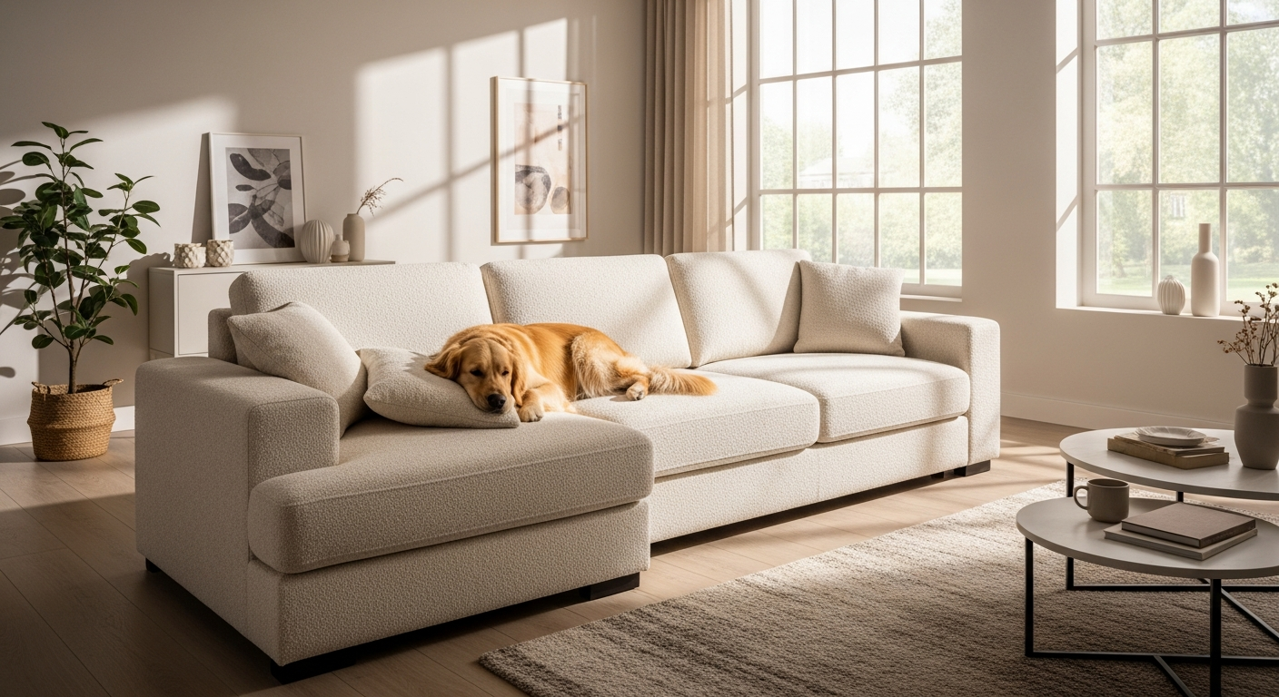 Long Beach Left Corner Sofa with removable covers in modern living room setting