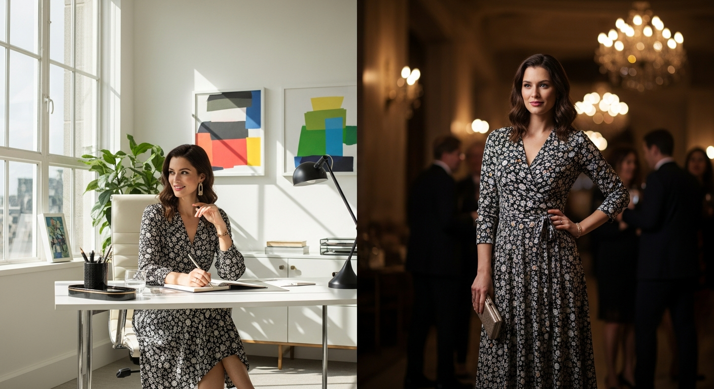 MORE & MORE Printkleid in elegant print pattern showcasing versatile day-to-evening styling