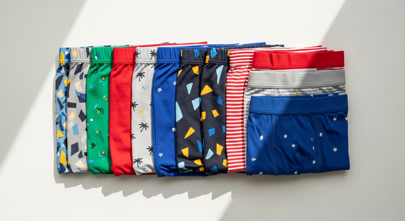 Colorful hand-drawn Muchachomalo boxer shorts multi-pack displayed on white background