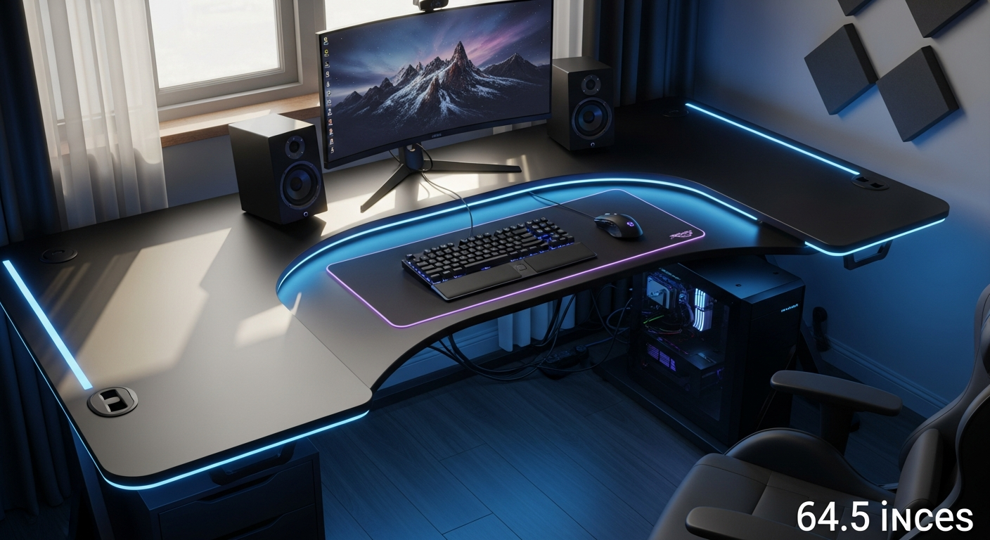 Gaming Desk Excellence: The Sikaic 64.5-Inch U-Shaped LED Gaming Desk Review