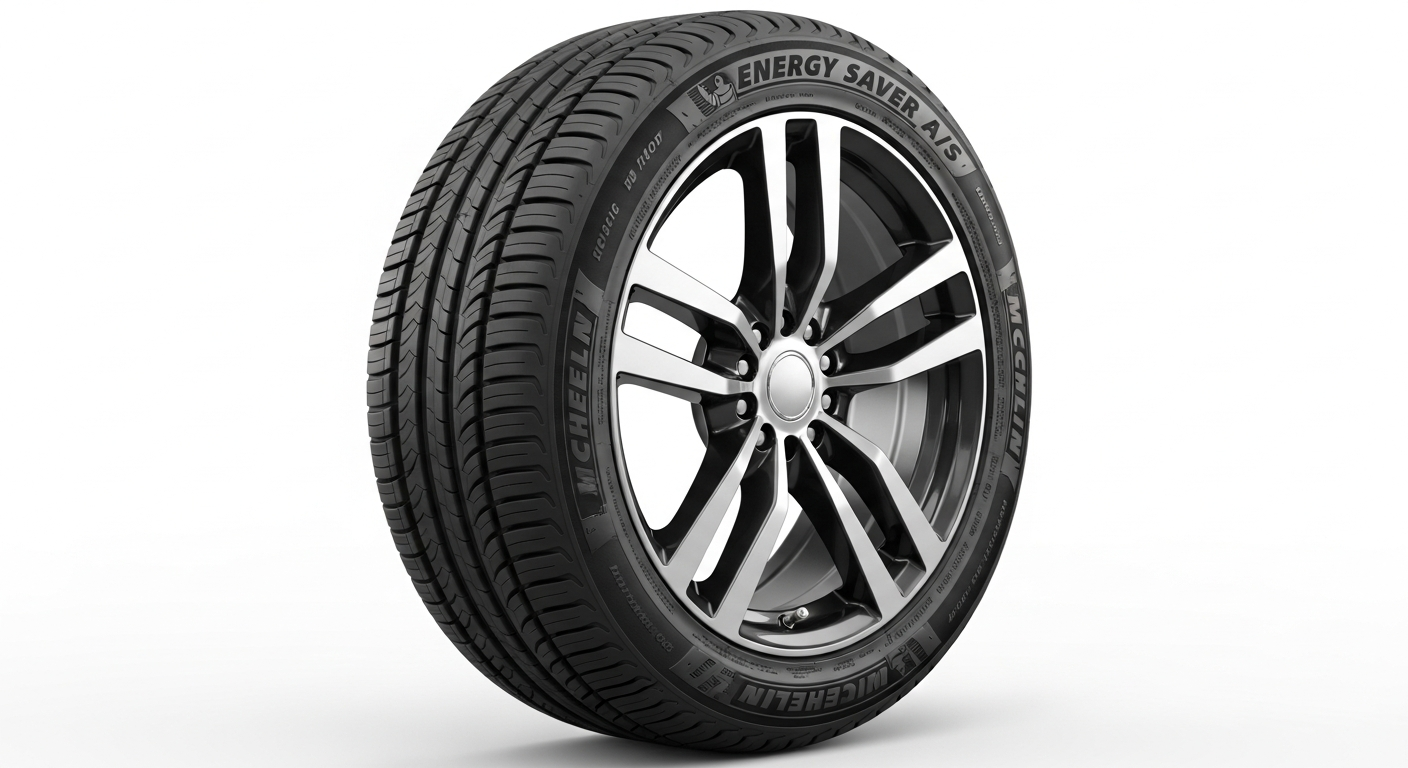 Michelin Energy Saver A/S tire displayed on white background showing tread pattern