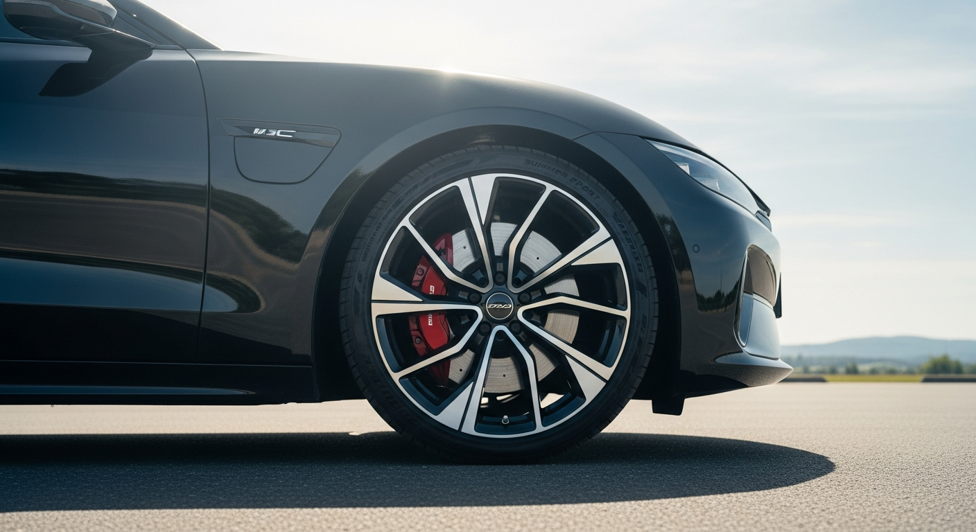 Continental PremiumContact 7 summer tire mounted on modern electric vehicle wheel