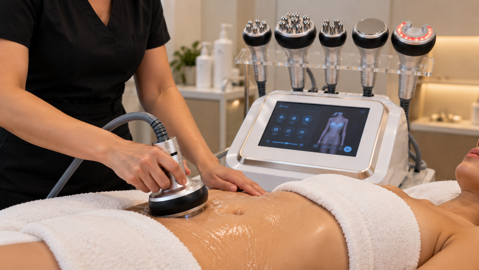 MYCHWAY 6-in-1 40K Cavitation RF Body Sculpting machine designed for professional body contouring and beauty salon treatments.