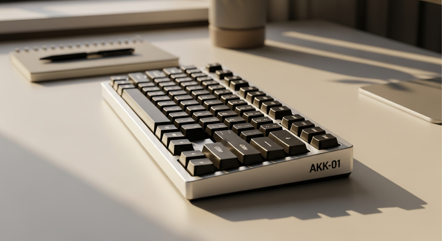 Akko Air 01 low-profile mechanical keyboard with aluminum body and RGB lighting on desk