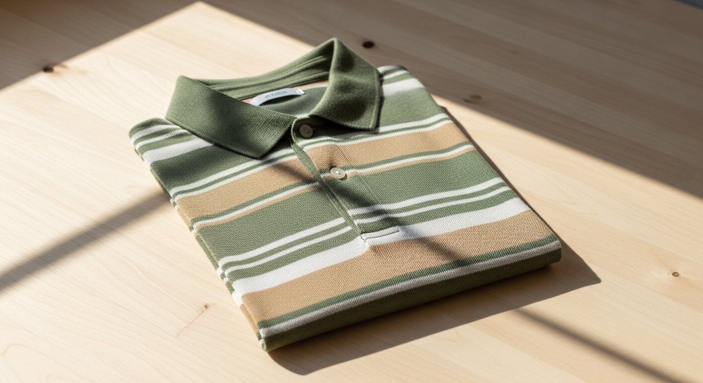 Albert Brandon Polo Tricot Raya in navy and white striped knit fabric