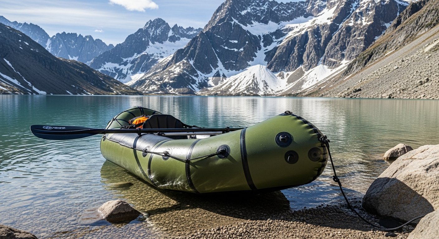 2026 Alpacka Expedition Packraft on remote river with whitewater and mountains