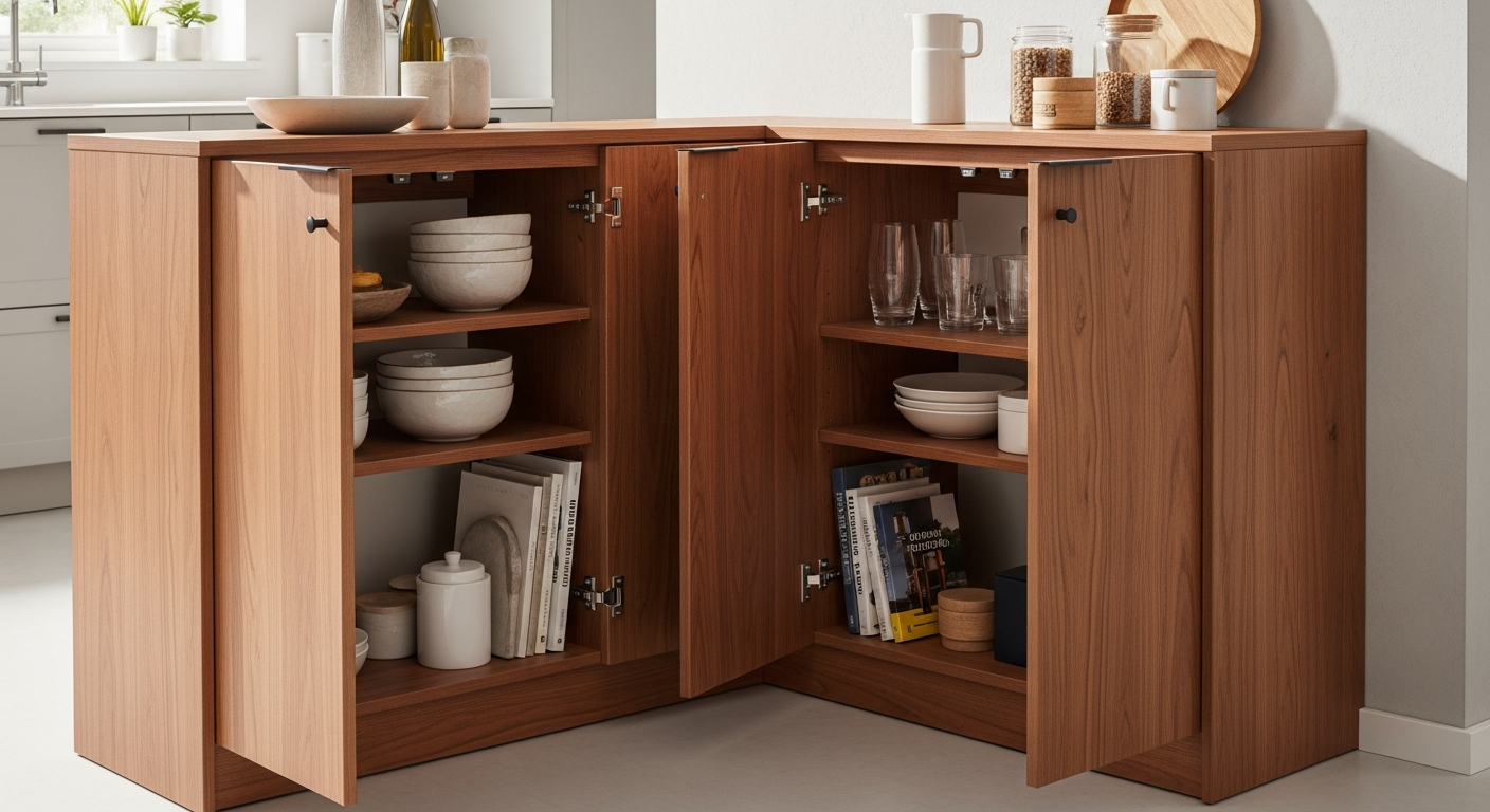 HOMCOM Modern Kitchen Sideboard Cabinet white wood finish with adjustable shelves