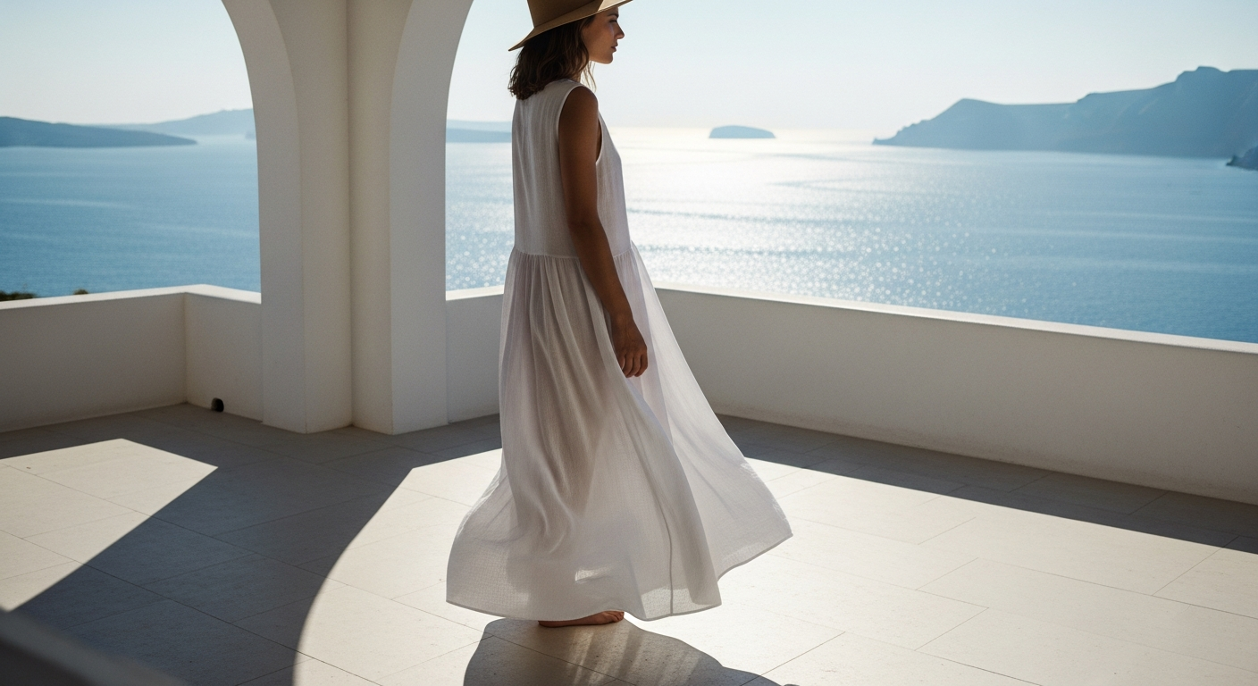 Aspiga Mykonos Organic Cotton Maxi Dress in white and pink floral print on model