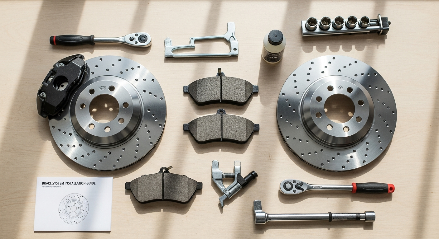 Premium performance brake pads and discs set for DIY home installation
