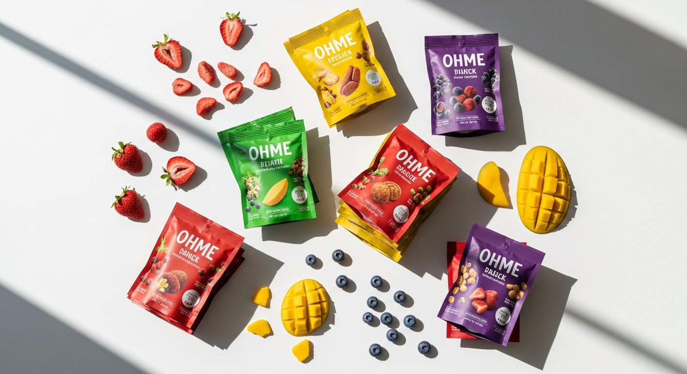 OHME! Freeze-Dried Fruit and Yogurt Crunch colorful snack in bowl