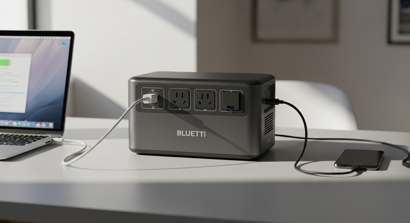 BLUETTI AC180 portable power station with display panel and AC outlets