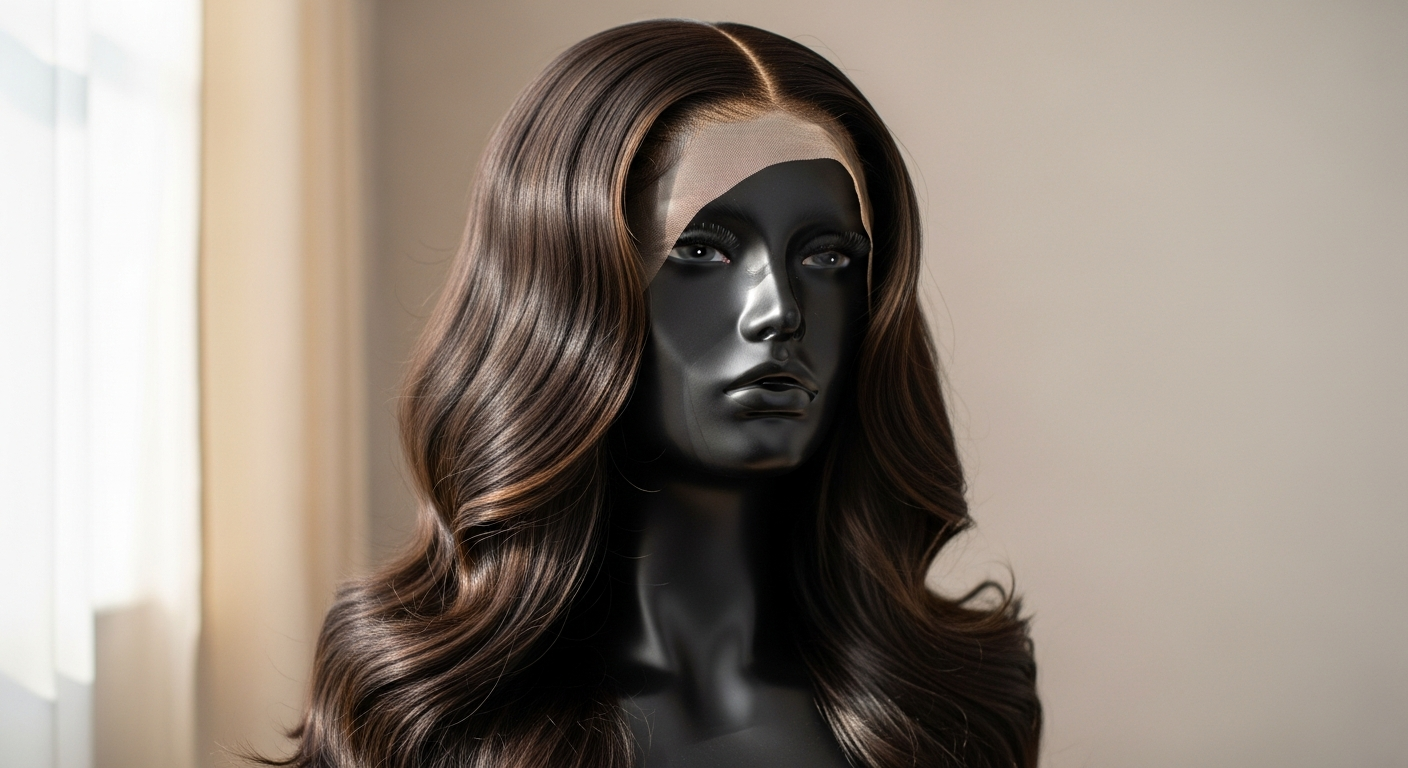BGMgirl M-Cap HD Lace Water Wave Wig displayed on mannequin head showing glueless design
