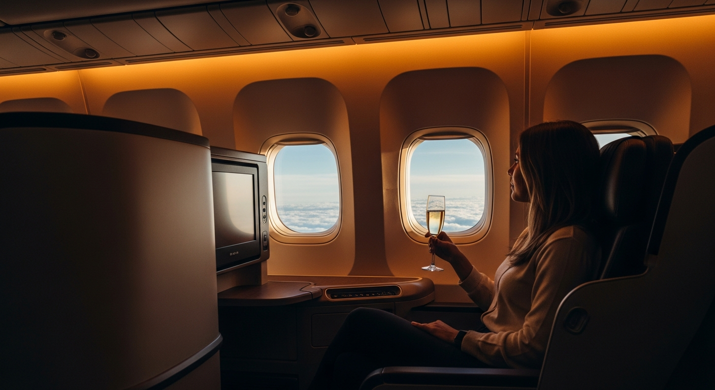 LATAM Premium Business Class cabin interior with modern 1-2-1 seat configuration and flat bed