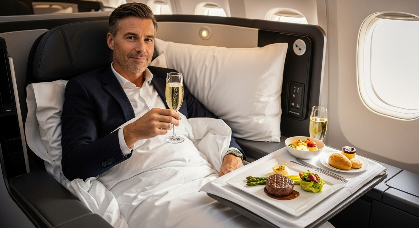 LATAM Premium Business Class lie-flat seat with modern cabin design and amenities