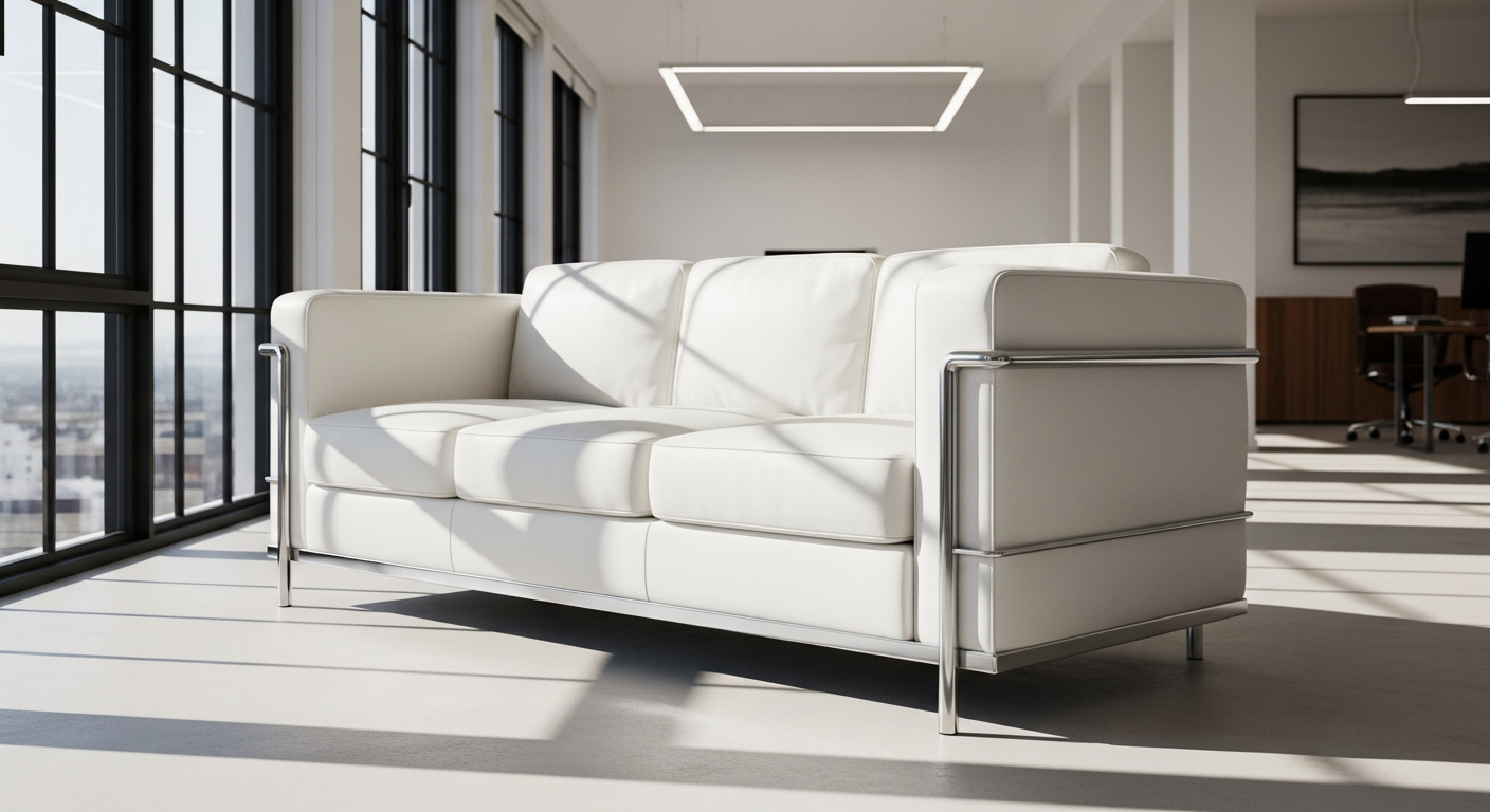 Le Corbusier LC2 3-seater sofa in luxury office reception area