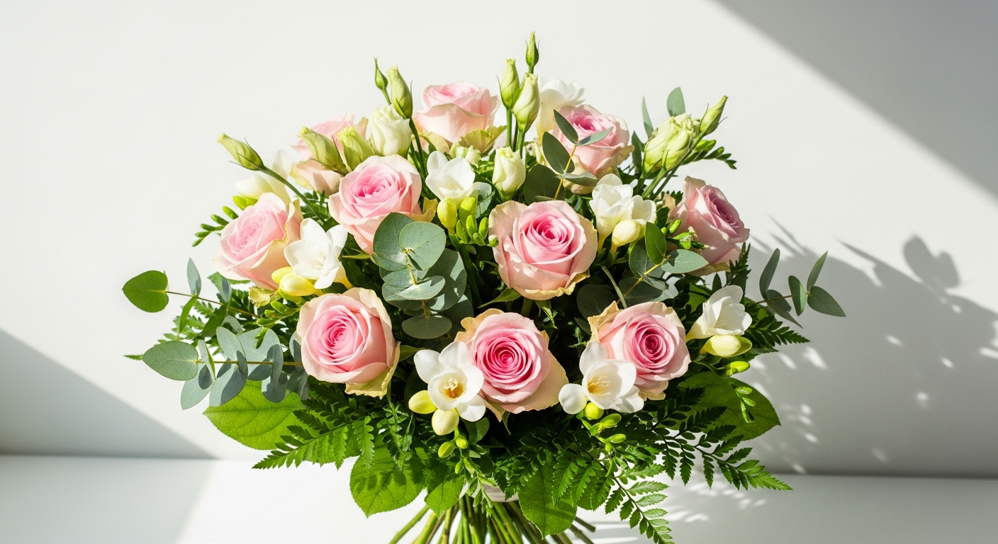 Ethical Pink Roses & Freesias Bouquet Guide