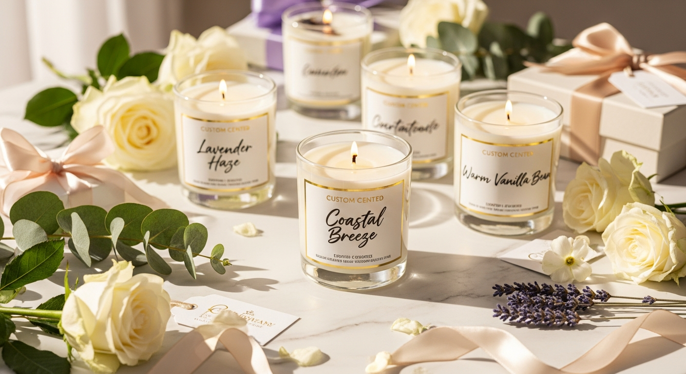 Byvoks custom scented candle gift with personalized label and premium packaging