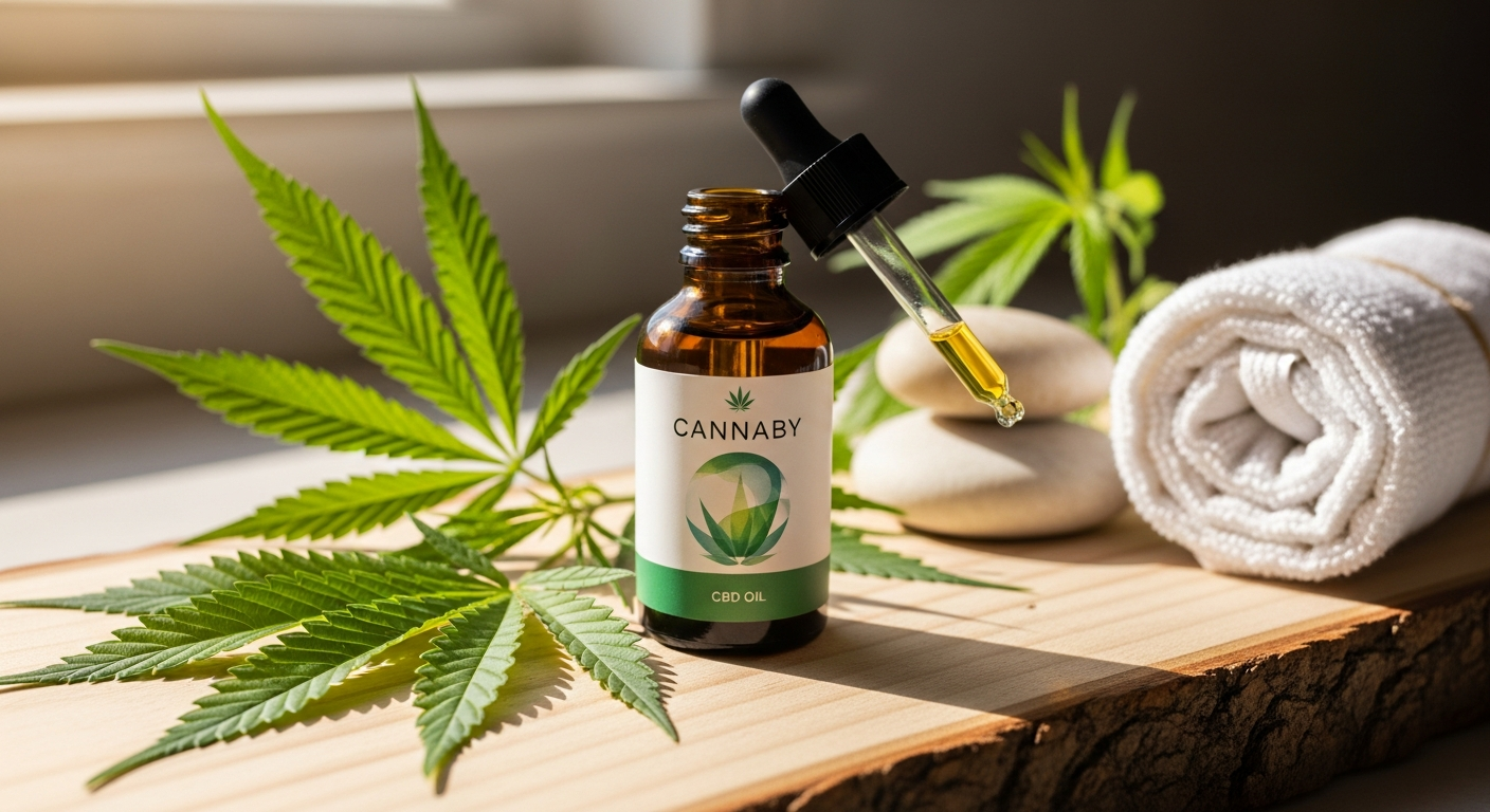 CANNABY 10% CBD Oil bottle with organic Swiss hemp and wellness benefits