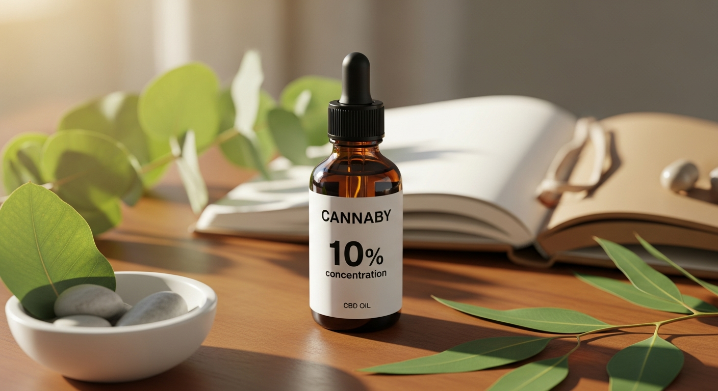 CANNABY CBD Öl 10% bottle with dropper on white background showing product packaging