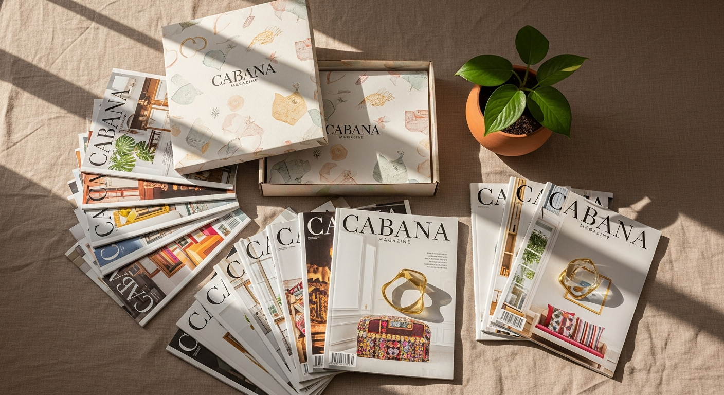 Luxurious European interior design magazine spread with curated home aesthetic
