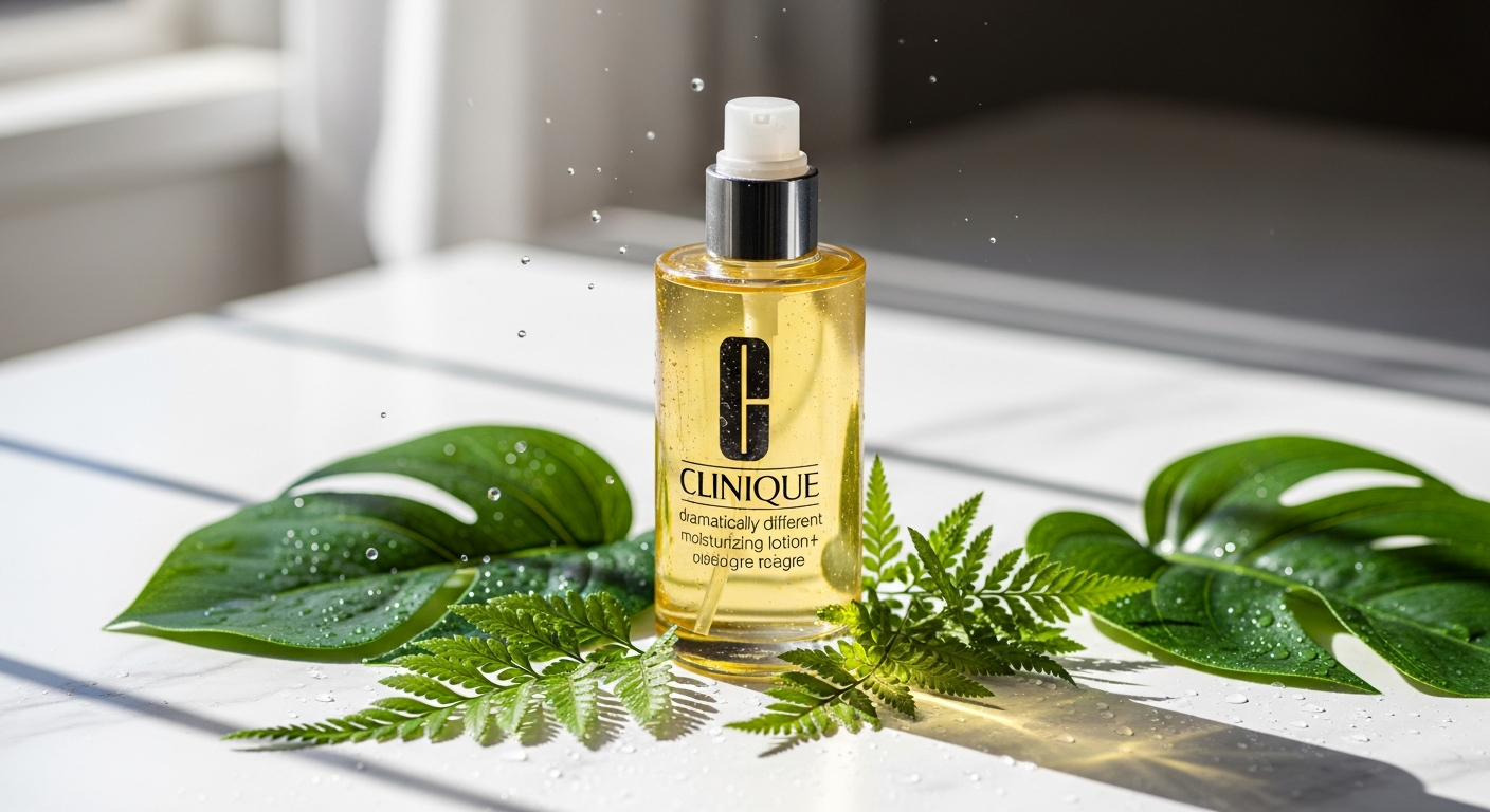 Clinique Dramatically Different Moisturizing Lotion+ bottle with pump dispenser on white background