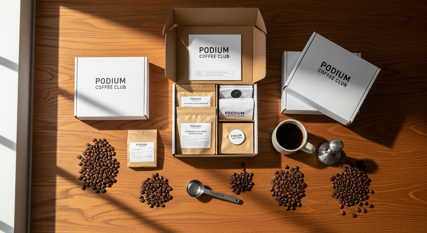 Award-winning coffee beans in a Podium Coffee Club subscription package